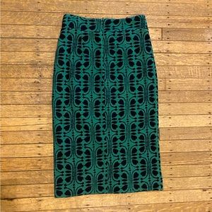 Maeve (Anthropologie) Green and Black Pencil Skirt Size Small, jersey material